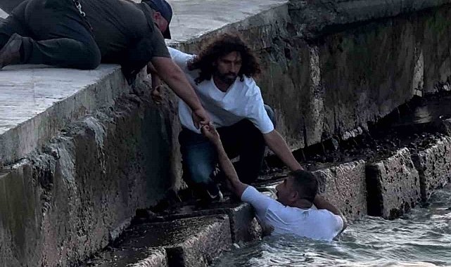 Samsun'da taşkınlık yapan şahıs polisten kaçarken denize atladı