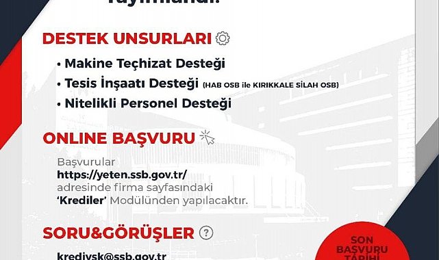 SSB tarafından 2025 yılı kredi talebi çağrısı yayınlandı