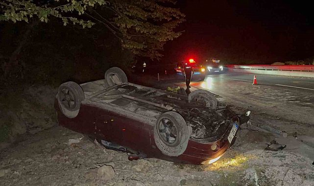 Takla atan otomobilde kalbi duran sürücüyü sağlık ekipleri kurtardı
