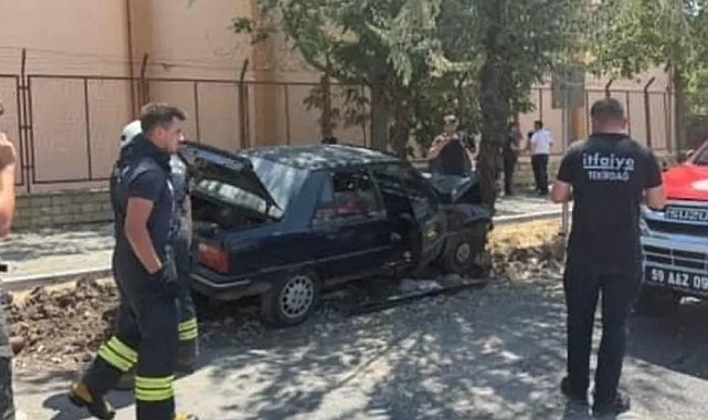 Tekirdağ'da ağaca çarpan otomobilin sürücüsü yaralandı