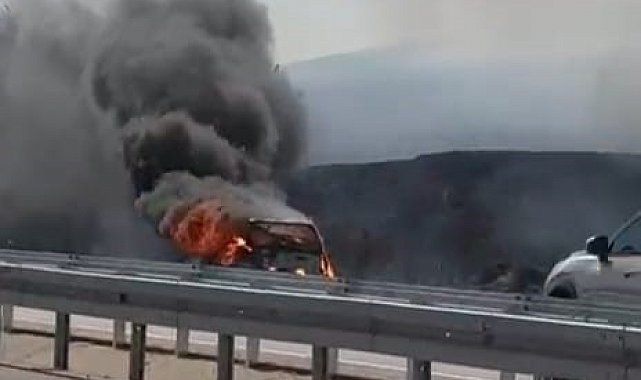 Tekirdağ'da LPG'li otomobil alevlere teslim oldu, yangın tarlaya sıçradı