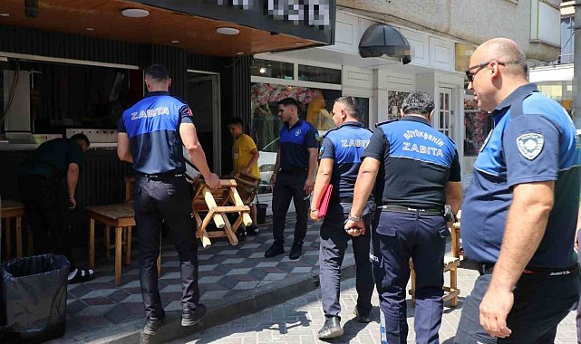 Turgutlu Zabıtasından kaldırım işgali denetimi