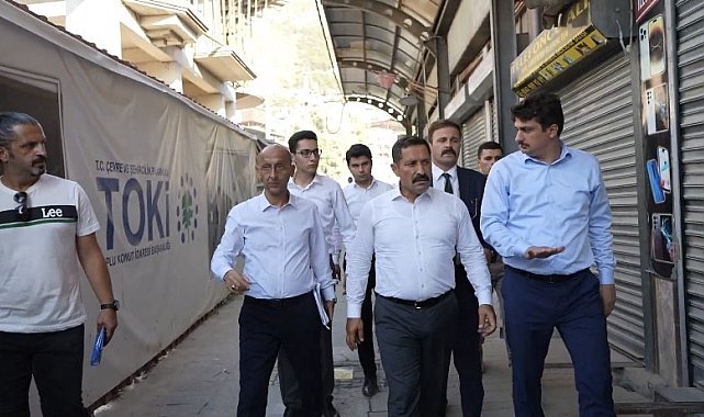 Vali Masatlı, Tarihi Uzun Çarşı'daki çalışmaları inceledi