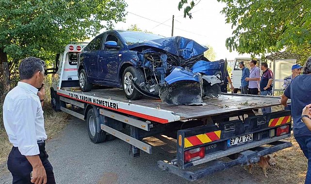 Zonguldak'ta direksiyon hakimiyetini kaybeden otomobil ağaca çarptı