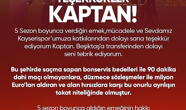 Baki Ersoy: "Teşekkürler kaptan"