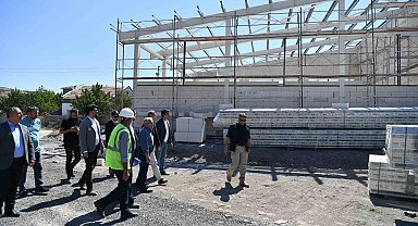 Başkan Büyükkılıç'tan Eğribucak'taki yeni itfaiye binasının inşaatına yerinde inceleme