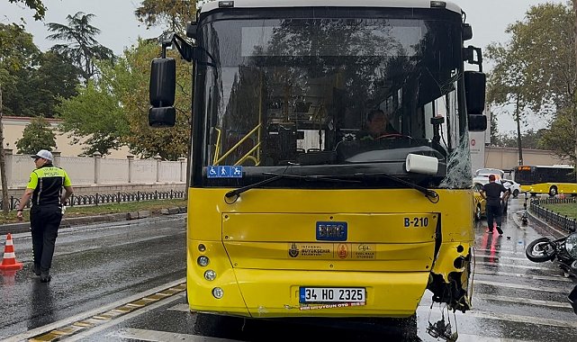 Beşiktaş'ta İETT otobüsü motosiklete ve taksiye çarptı: 1 yaralı