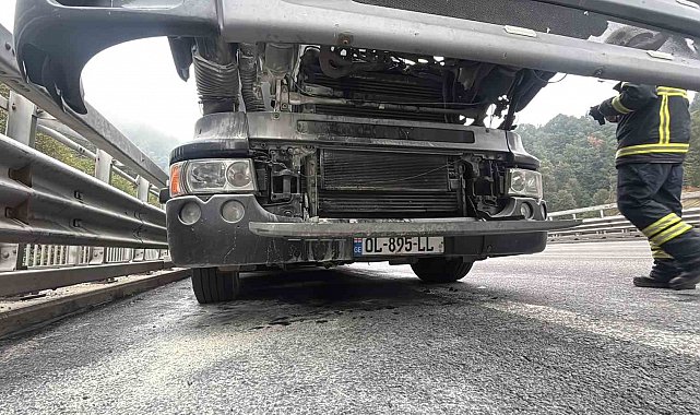 Bolu'da mobilya yüklü kamyon alev aldı: Erken müdahale faciayı önledi