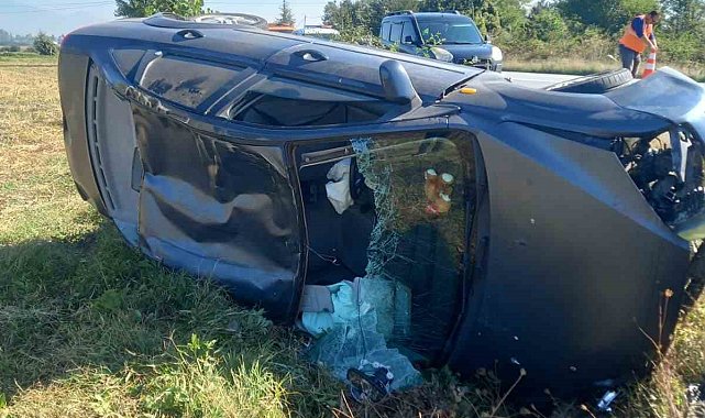 Bolu'da otomobil takla attı: Sürücü yara almadan kurtuldu