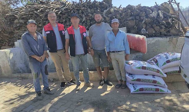 Buldan'da orman yangınından etkilenen üreticilere saman ve yem desteği sağlandı