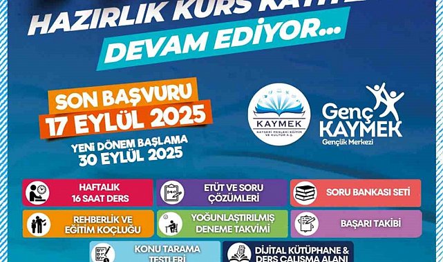 Büyükşehir KAYMEK'in ücretsiz YKS kursuna kayıtlar sürüyor