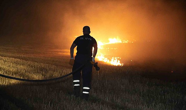 Edirne'de tarlada çıkan anız yangını korkuttu