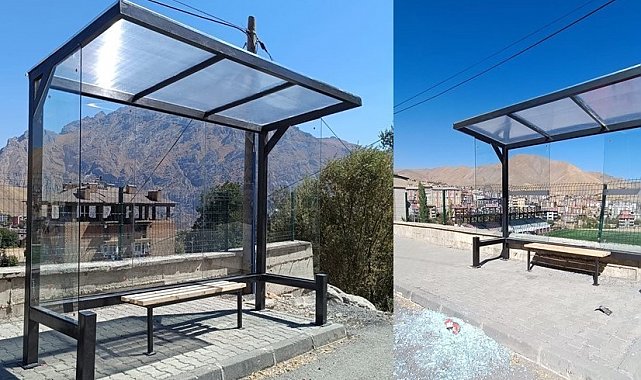 Hakkari'de yeni otobüs durakları tahrip edildi