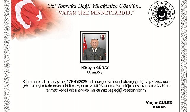 Kalp krizi geçiren Uzman Çavuş şehit oldu