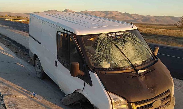 Kamyonet refüje çarptı: 2 yaralı