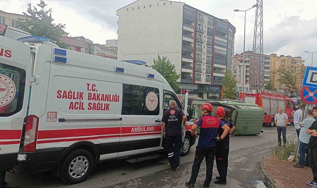 Karadeniz Ereğli'de kontrolden çıkan araç devrildi