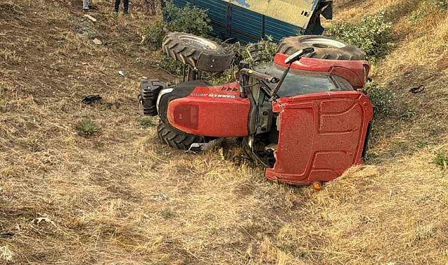 Karayazı'da traktör devrildi