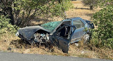 Kazada kopan tekerlek ağacın üzerine fırladı