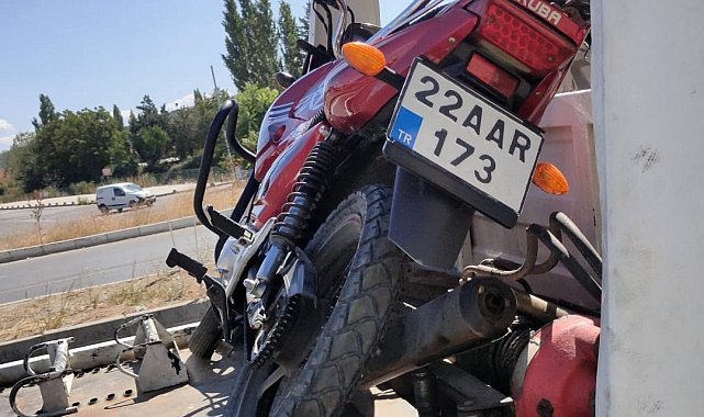 Keşan'da devrilen motosikletin sürücüsü yaralandı
