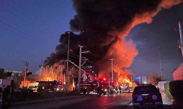 Kocaeli'de lojistik deposunda yangın: Alevler geceyi aydınlattı