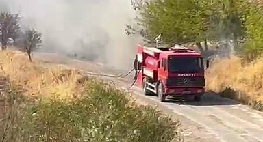 Kömür beldesinde korkutan yangın