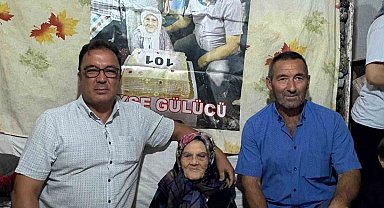 Köy halkı 101 yaşına giren kadına pasta kesti