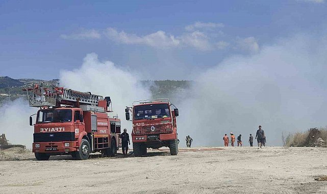 Kuşadası'nda hafriyat ve moloz döküm alanında çıkan yangın kontrol altında alındı