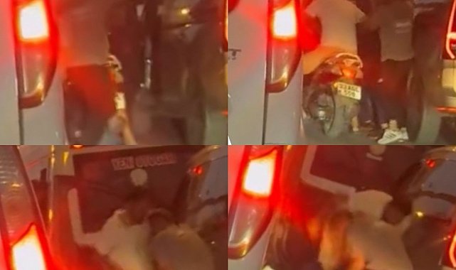Motosikletli şahıslar, tartıştıkları araç sürücüsünü darbetti: Olay anı kamerada