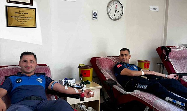 Muğla'da Zabıta Haftası kapsamında Kızılay'a kan bağışı