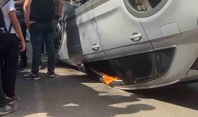 Otomobil takla attı ehliyetsiz sürücü olay yerinden kaçtı