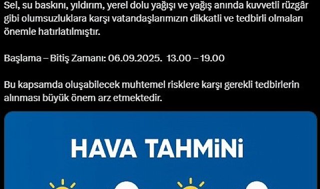 Sakarya'da kuvvetli sağanak yağış uyarısı