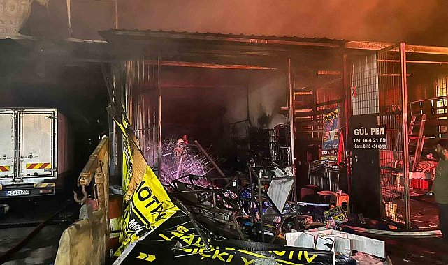Sanayi sitesindeki yangında 7 iş yeri ve 3 araç yandı