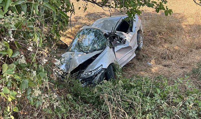 Şarampole yuvarlanan otomobil ağaçlara çarparak durabildi: 1 ağır yaralı