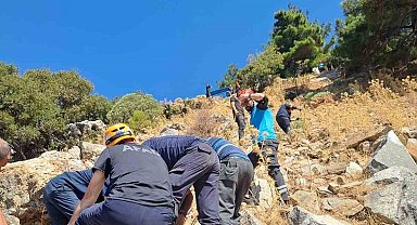 Söke'de uçurumdan düşen kişi AFAD ekiplerince kurtarıldı