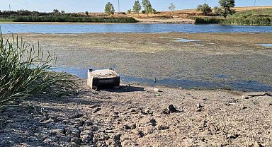 Tekirdağ'da gölette sular çekildi, çatlaklar oluşmaya başladı