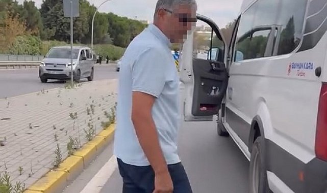 Trafikte servis şoföründen sürücüye tehdit: "Nefesini keserim"