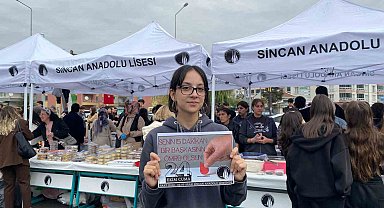 Anadolu Lisesi'nde "Sincan İyilik Hareketi" ile kan bağışı toplanıp, Gazze'ye yardım panayırı düzenlendi