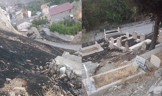 Anız yangınları mezarlıklara zarar veriyor