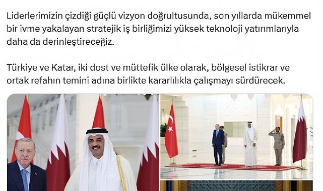 Bakan Kacır: "Türkiye ve Katar, bölgesel istikrar ve ortak refahın temini adına birlikte kararlılıkla çalışmayı sürdürecek"