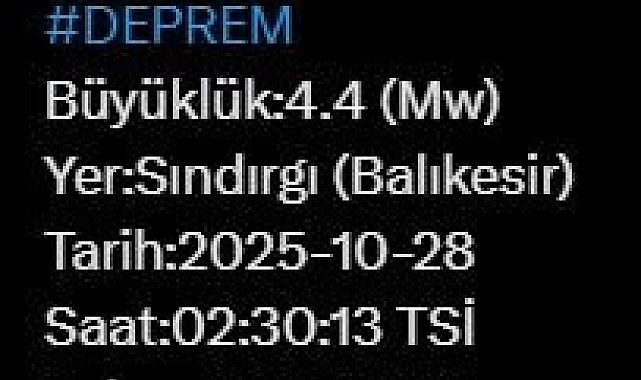 Balıkesir'de 4.4 büyüklüğünde deprem