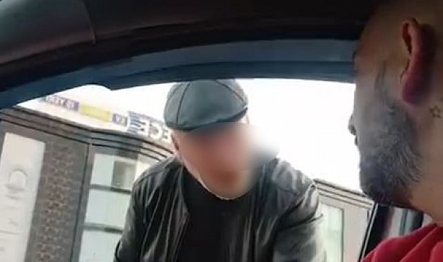 Başakşehir'de taksi sürücüsün yolcu kavgası kamerada