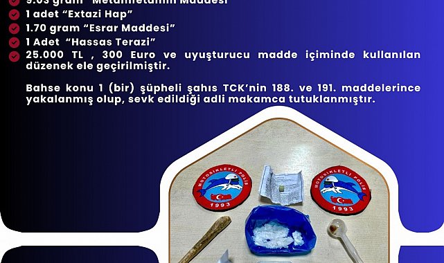 Bingöl'de uyuşturucu operasyonu: 1 şüpheli tutuklandı