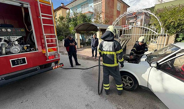 Burdur'da otomobilde yangın
