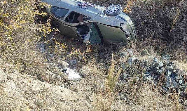 D100'de otomobil şarampole yuvarlandı: 2 yaralı