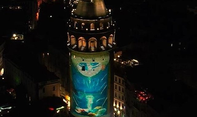 Galata Kulesi'ne çevre temalı görseller yansıtıldı