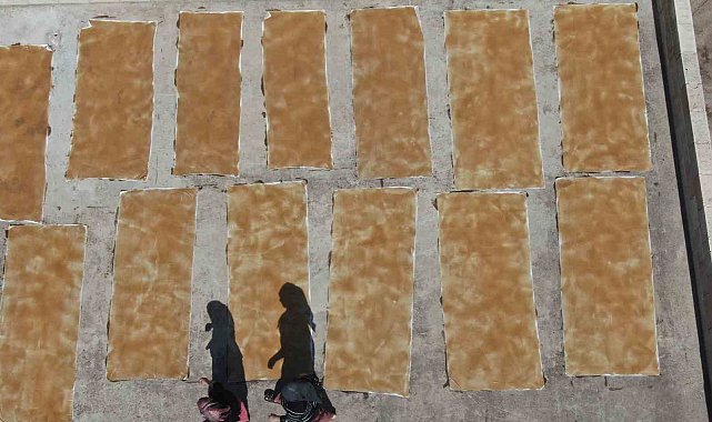 Gaziantep'te kadınların üzüm pekmezli pestil mesaisi başladı