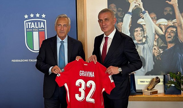 Hacıosmanoğlu, İtalya Futbol Federasyonu Başkanı Gravina'yı ziyaret etti