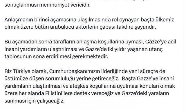 İletişim Başkanı Duran: "İsrail ile Hamas arasındaki uzlaşma memnuniyet verici"