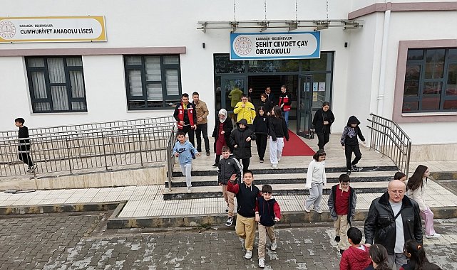 Karabük'teki okullarda eş zamanlı deprem tatbikatı