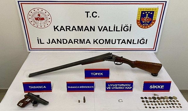 Karaman'da tarihi eser ve ruhsatsız silah ele geçirildi: 7 tutuklama